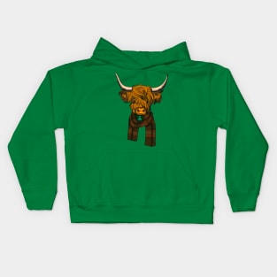 Christmas Business Highland Cow Kids Hoodie